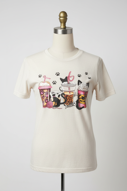 Cat Mom T-shirt on headless torso