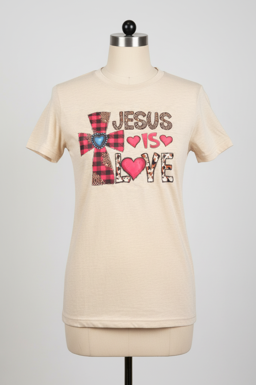 Jesus Is Love T-shirt on headless torso