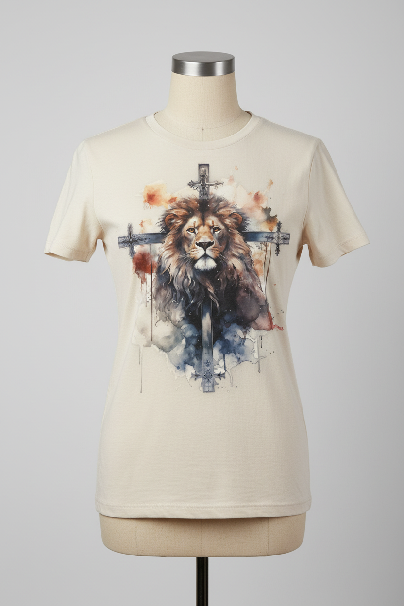 Lion and Cross T-shirt on headless torso